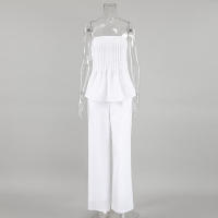 Conjunto de moda informal blanco con hombros descubiertos y pantalones, Top de tubo, ropa sencilla para ir al trabajo, novedad de verano, primavera - details 4