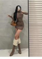 Mini vestido plisado sin mangas con cuello alto para mujer, negro, usado, elástico, para fiesta - details 10