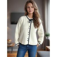 Elegante con cuello redondo y top de ganchillo a rayas sueltas para mujer - details 1