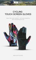 Guantes de ciclismo con estampado al por mayor, guantes de senderismo con dedos completos, guantes de invierno de malla de GEL para mujer - details 0