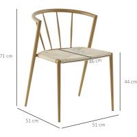 Pack de 2 Sillas de Comedor con Asiento de Cuerda de Papel Sillas de Cocina Apilables Estilo Moderno Carga 120 kg 51x51x71 cm Roble y Crema - details 2