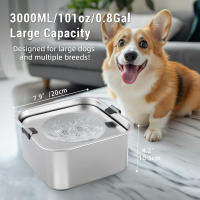 Cuenco de agua para perros de 3 L/0,8 galones, sin derrames, cuenco de agua lento sin derrames de acero inoxidable para perros, cuencos de agua para perros sin salpicaduras para razas grandes y medianas - details 2