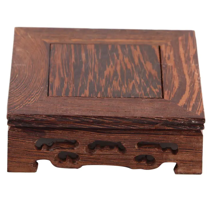Florero de Base de tetera cuadrado pequeño delicado, decoración de madera maciza, Pedestal de bonsái, Base de madera (#2) - 1