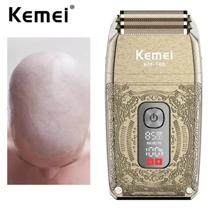 Kemei-Afeitadora eléctrica recargable para hombre, máquina de afeitar con Triple hoja, inalámbrica, profesional, 8500RPM - 1