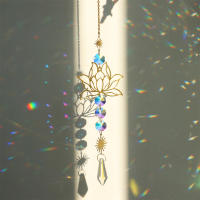 Adornos colgantes de cristal de loto, cadena colgante de atrapamoscas, decoración artesanal - details 0