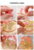 Flor de tulipán Artificial, adornos de luz nocturna hechos a mano, mesita de noche DIY, lámpara LED de noche, decoración de escritorio para dormitorio, regalos de cumpleaños, lámpara de mesa - details 15