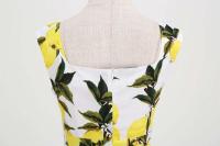Vintage Spaghetti Straps ral Print Holiday Sin mangas Años 50 Fiesta en la playa Estilo Hepburn Verano Swing Flare Tea Vestido casual - details 6