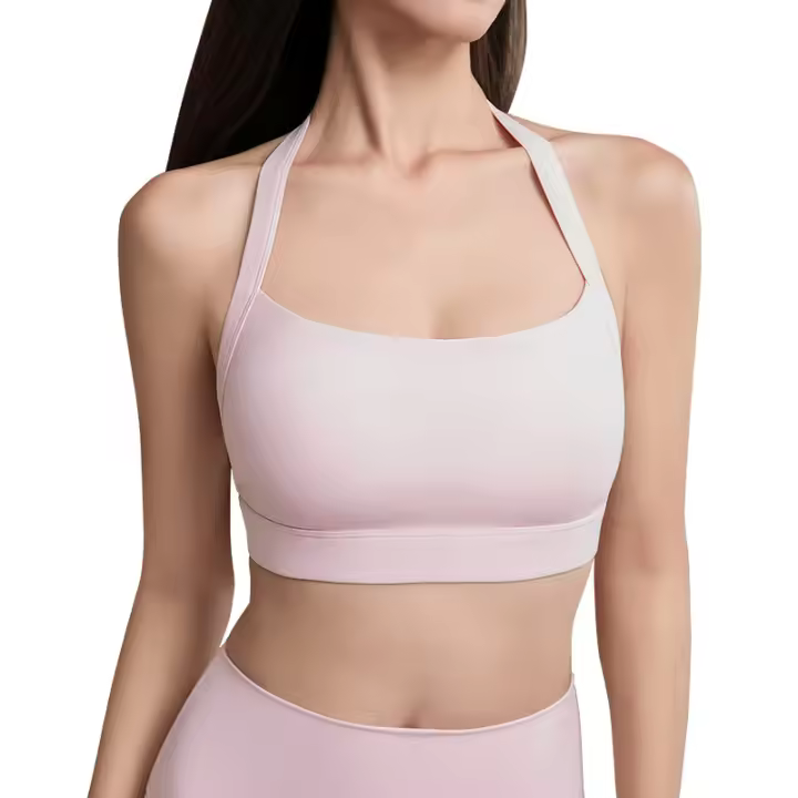 Chaleco deportivo de mujer con cuello halter y almohadillas para el pecho, sujetador de fitness sexy sin espalda, top de yoga portátil, top corto - 1