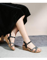 Nuevas sandalias de moda con diamantes de imitación, versión coreana, plataforma y tacón de cuña para mujer - details 34