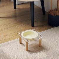 Cuenco individual/doble para gatos con soporte acrílico, protege la columna Cervical, cuenco de cerámica antiderrames para comida de mascotas, antivómitos, antideslizante - details 3