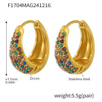 Mujeres Hueco Azul Verde Turquesa Gota Pendientes Circón Color Bohemio Estilo Commuter Moda Mujeres Ronda Stud Pendientes - details 6