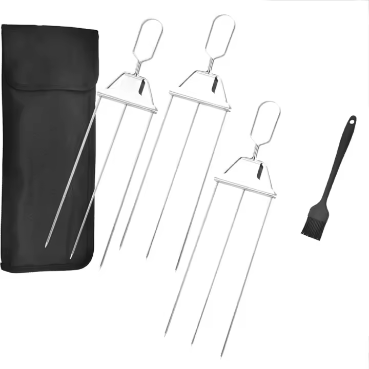 Brochetas para asar de acero inoxidable con bolsa de tela Oxford, brochetas de Kabob de Metal para asar, para carne, verduras y frutas - 1