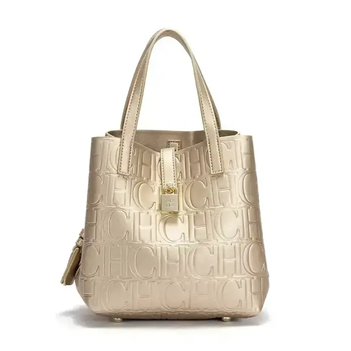 CHHC bolso de mano de las mujeres de la moda de lujo bolsa de cubo de gran capacidad elemento de la letra en relieve bolsa de la compra de las mujeres - 1