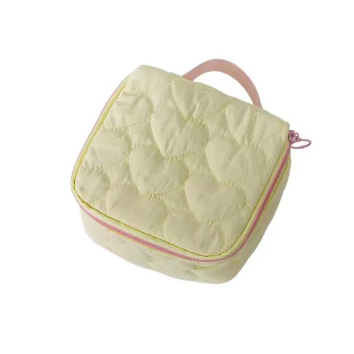 Bolsa de cosméticos pequeña y cuadrada con forma de corazón de amor, bolsa de aseo para mujer encantadora, bolsa de maquillaje ligera con cremallera, bolso de mano - 1
