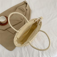 NYXIA Bolso grande de paja tejida para mujer - Bolso elegante informal para playa y vacaciones en beige, ligero y duradero con correa de hombro fija, perfecto para salidas de verano, bolso de playa - details 5