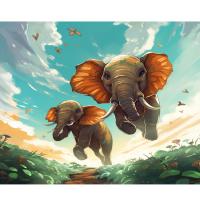 RUOPOTY-Cuadro de elefante pintado a mano por números, decoración moderna para sala de estar, 40x50cm - details 0
