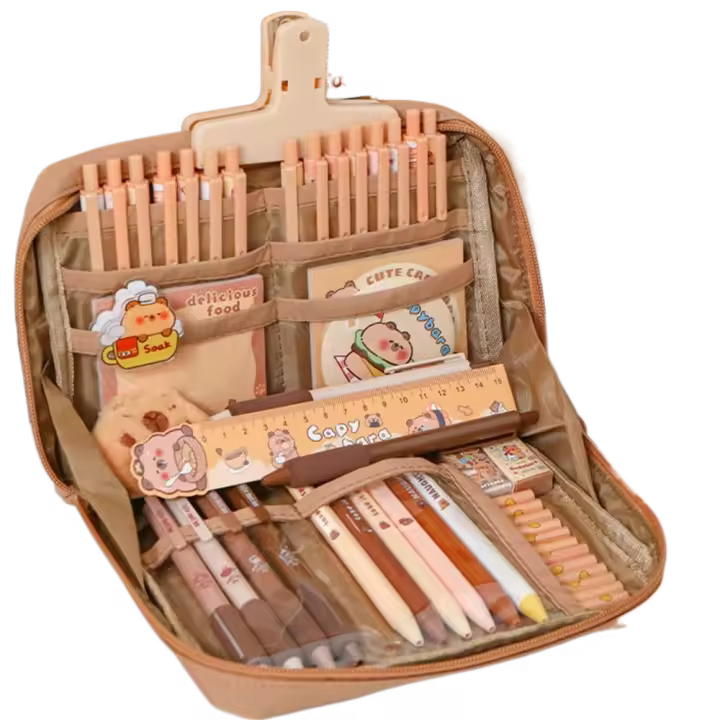 Juego de papelería de capibara de dibujos animados, notas adhesivas de capibara de gran capacidad con temática de capibara, muñeco de peluche Kawaii, Kit de regalo de herramientas para estudiantes - 1