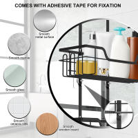 Caddy de ducha con 3 niveles, soporte colgante para puerta sin perforar, organizador de baño para champú y gel de ducha con gancho. - details 4