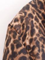 Blazer corto con estampado de leopardo para mujer, chaqueta de traje alta con cuello de solapa de manga larga, trajes de otoño e invierno para mujer - details 3