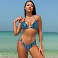 Conjunto de Bikini de Estampado de Leopardo Cuello Colgante en Triangle - details 17
