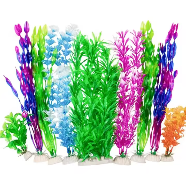 9 Pack Large Aquarium Plants Artificial Aquatic Plants - 1