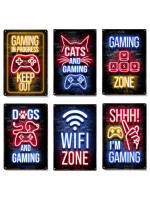 Gamepad cartel de Metal con letras luminosas de neón, cartel decorativo de hojalata, placa de arte de pared para sala de juegos, estética moderna para el hogar, 8X12 pulgadas - details 2