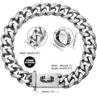 con hebilla, resistente, 19MM espesor, ancho, Collar cadena eslabones cubanos Metal de acero inoxidable para perros grandes - details 4