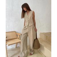 Conjunto Chic de Vestido y Pantalones de Lino-Algodón para Mujeres Moda de Verano para Oficinistas - details 1