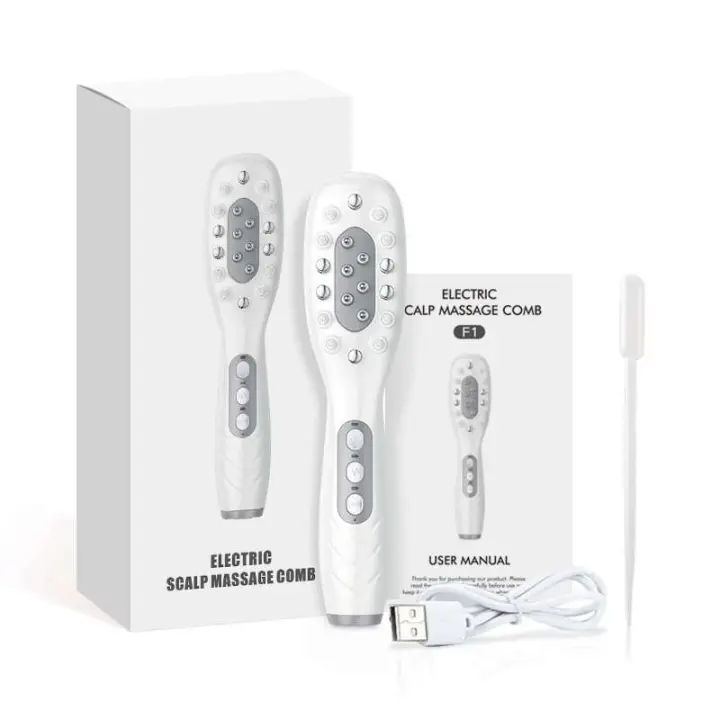 Peine eléctrico, terapia de luz LED roja y azul, cepillo de masaje con vibración EMS, medicina antipérdida, aplicador de aceite para el cuero cabelludo - 1