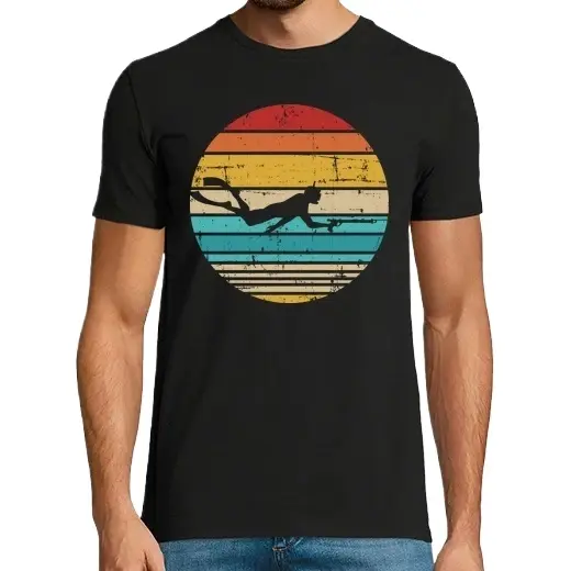 pesca submarina vendimia retro,Camiseta de Pádel Divertido, ropa para exteriores - 1