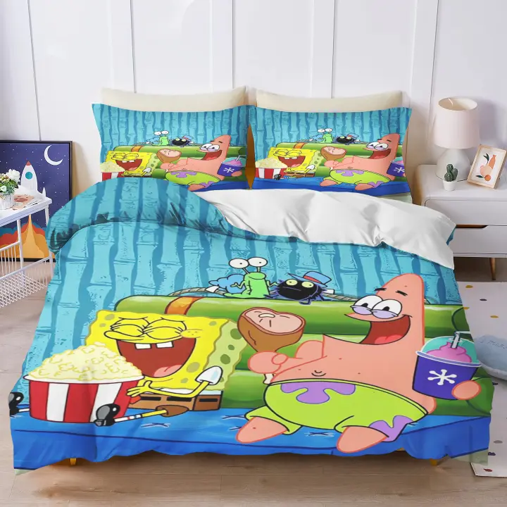 Juego de Rifle para Cama Spongebo 3D Conjunto de Cama para Niños con Funda de Almohada Tamaño Rey - 1