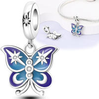 Las cuentas de mariposa de circonio en plata con joyas de estrella azul y luna son para pulseras - details 1