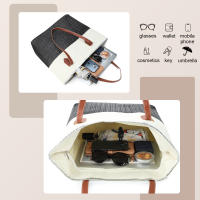 Bolsa de playa a rayas 2024, bolso de hombro para las axilas, bolso de lona informal de gran capacidad. - details 12