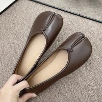 Zapatos planos de cuero con punta abierta y pezuña para mujer, mocasines vaqueros Mary, zapatos de bailarina para mujer - details 26