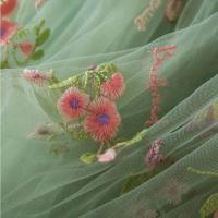 Vestido de malla para niña, niña de verano cubierto con bordado de flores, malla con tirantes verdes, vestido de princesa de playa - details 7