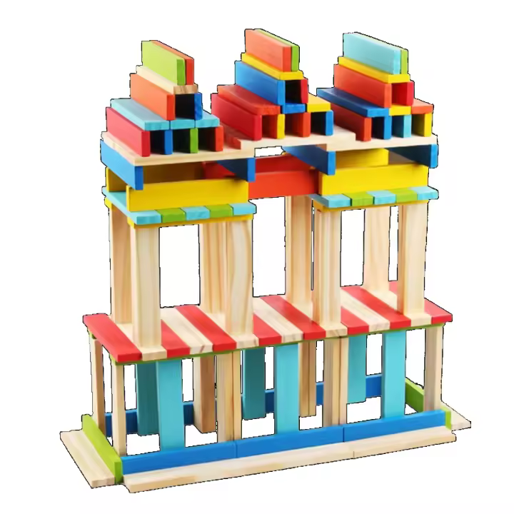 Juego de bloques de construcción de madera para niños, juguete de ladrillos coloridos para construir, para impresión de bloques - 1