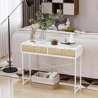 Mesa de Consola Moderna de Metal 100x30x75 cm con 2 Cajones de Almacenamiento - details 1