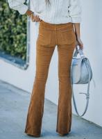 Pantalones acampanados elegantes de cintura alta para mujer, pantalones casuales con cintura elástica, color sólido, 2024 - details 4