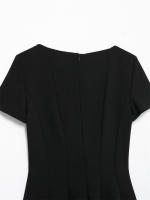 - Mini vestido acampanado para mujer, cuello barco, manga corta, ck, estilos femeninos, moda elegante - details 6