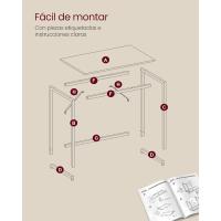 Mesa de Trabajo Pequeña Industrial Ideal para Teletrabajo, Estudio, Dormitorio 60 x 135 x 76cm - details 33