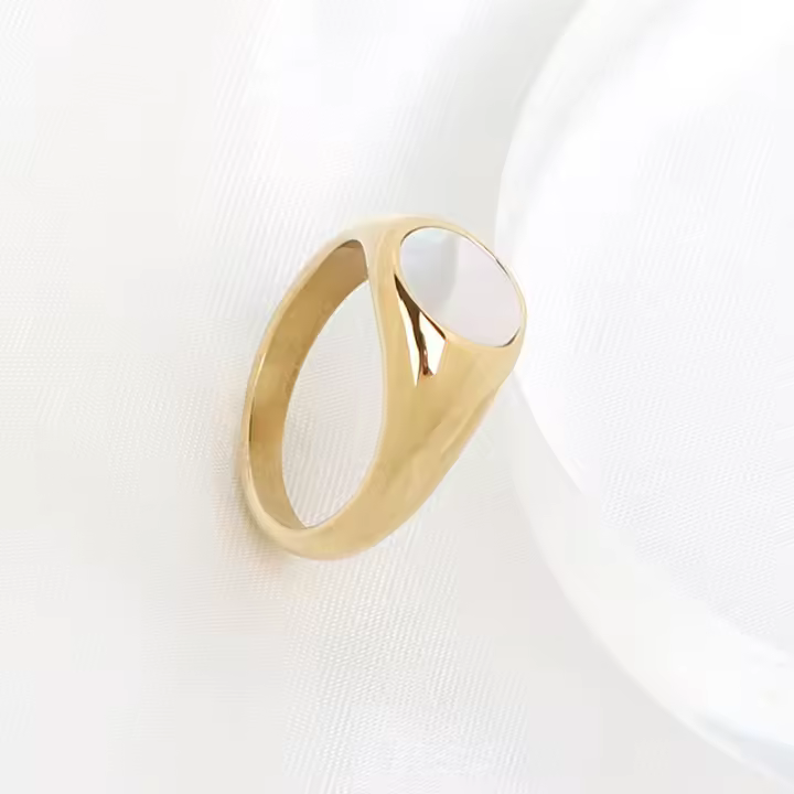 "Anillo Mujer Nácar Natural y Acero Titanio |   Joyería Hipoalergénica Vintage |   No Ennegrece ni Oxida |   Estilo Boho Elegante |   Regalo Perfecto para Ella – Envío Rápido Miravia" - 1