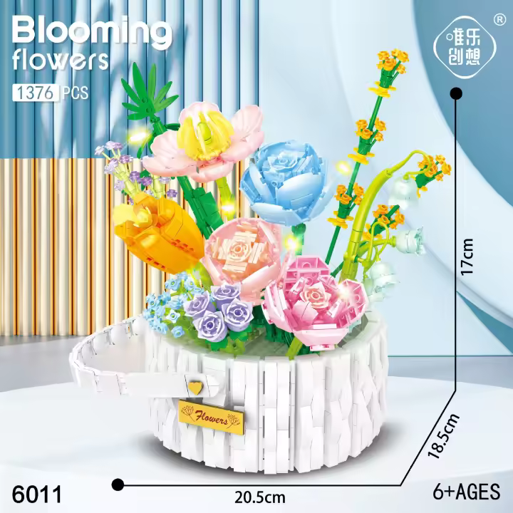 Bloques de Construcción DIY Plantas en Maceta Rompecabezas de Montaje Juguetes para Niños - 1