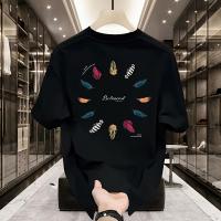 Camiseta de Algodón Groupy para Hombres Estilo Callejero Americano, Ajuste Suelto, Manga Corta, Cuello Redondo, Diseño Asimétrico, Moda Casual para Adolescentes y Adultos - details 8