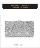 Bolso de mano de noche con lentejuelas de diamante para mujer, bolso de mano para boda, bolso de hombro para Banquete de fiesta, negro, dorado y plateado - details 12