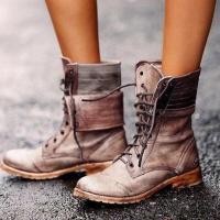 Botas martin para mujer, botas cortas informales con cordones, zapatos para mujer - details 5