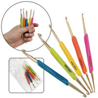 Agujas de Crochet Doradas y de Aluminio Doble 5Pcs 13.5cm(8") para Tejer Tamaño 2.0-10.0mm Hechas de Plástico en China - details 1