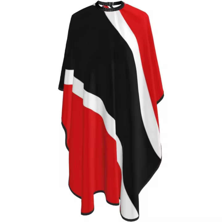 Capa de peluquero con bandera de Trinidad y Tobago - Capa de corte de pelo impermeable para peluquería profesional con cierre a presión ajustable - Delantal de corte de pelo para estilista y uso doméstico - 55''X66'' - 1
