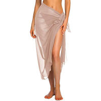Falda larga y corta para mujer, traje de baño de Sarong, pareo de Bikini de verano, bufanda transparente - details 11