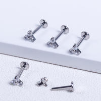 1Pc G23 titanium de la Piedra del zircon de triángulo labret stud helix cartílago de la oreja pendientes labio anillo bar joyería piercing del cuerpo - details 6