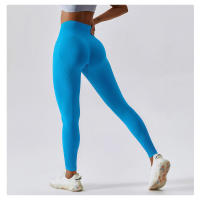 FREES COPES Pantalones deportivos de cintura alta sin costuras para correr y hacer ejercicio, leggings de yoga sin costuras - details 3